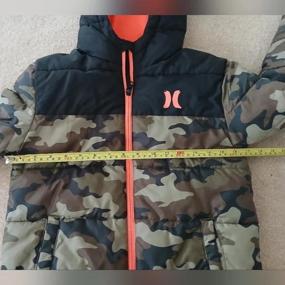Hurley Boys Jacket Size M Puffer Jacket Hoodie Camo Camouflage Long Sleeve..Fl - Picture 9 of 9